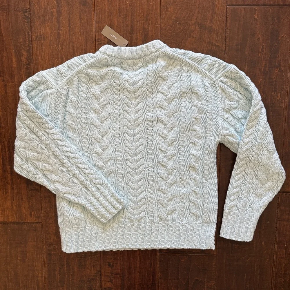 NWT J. Crew Cable-Knit Crewneck Sweater Midday Skies
